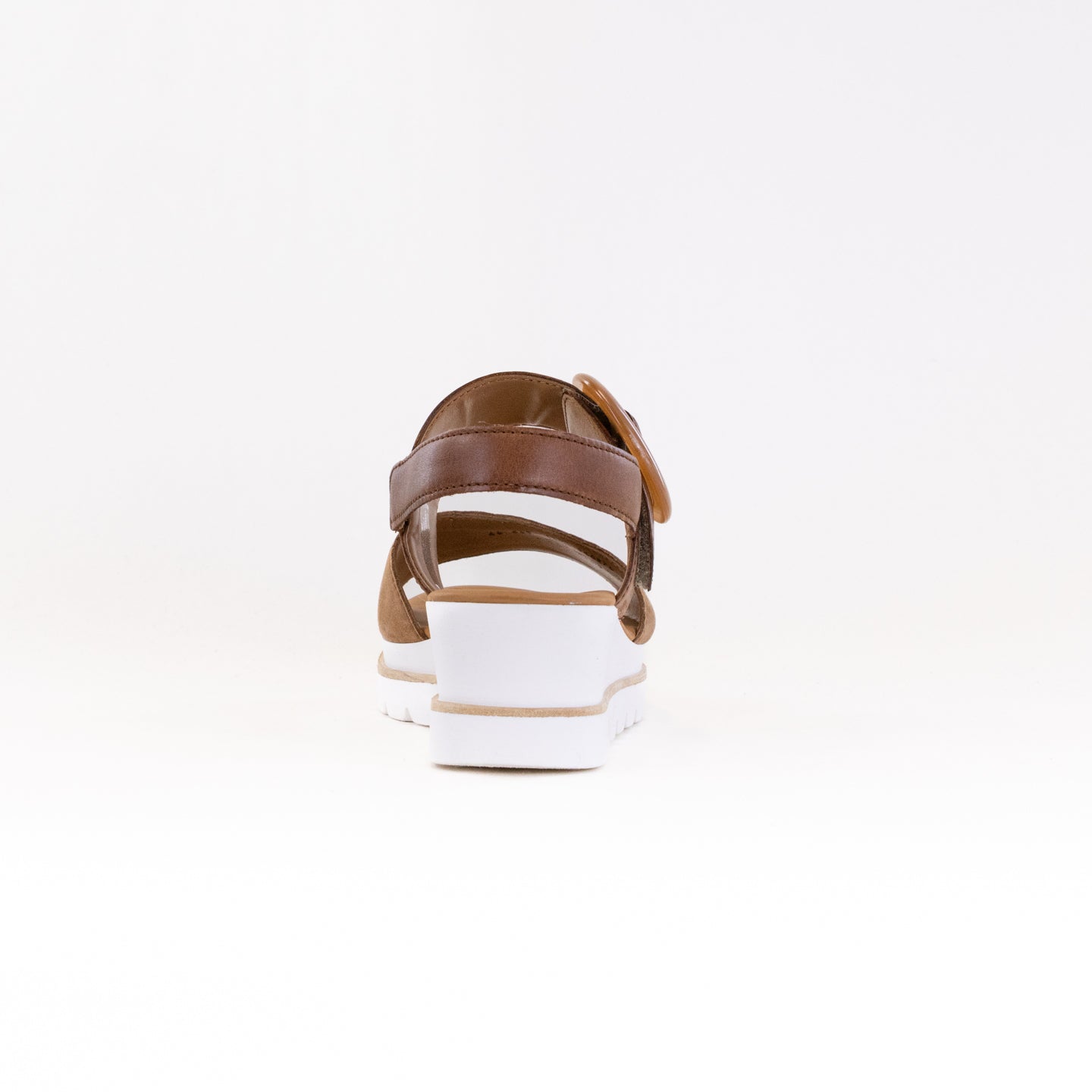 Gabor Women's Fashionable Leather Sandals 64.645 in Walnut and Camel Colors