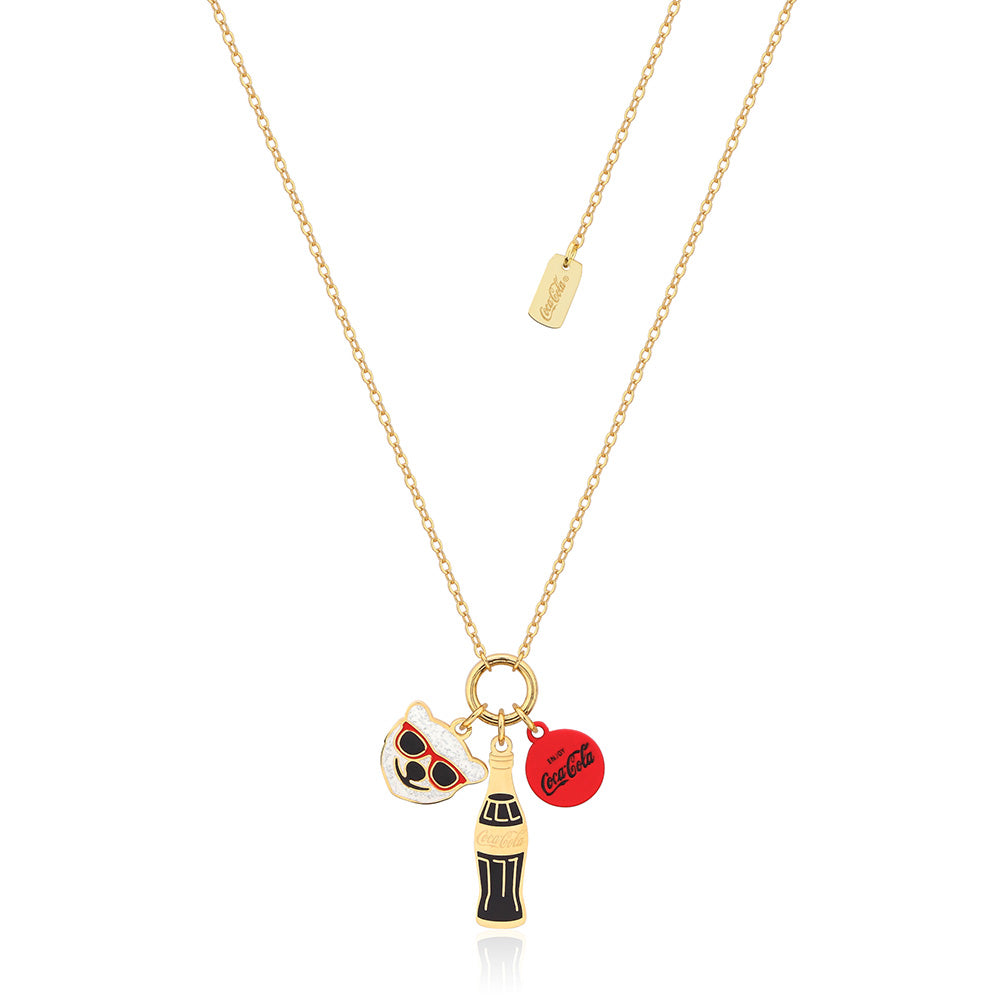 Disney Gold-Plated Stainless Steel Polar Bear Charm with 45+7cm Diamond-Cut Chain