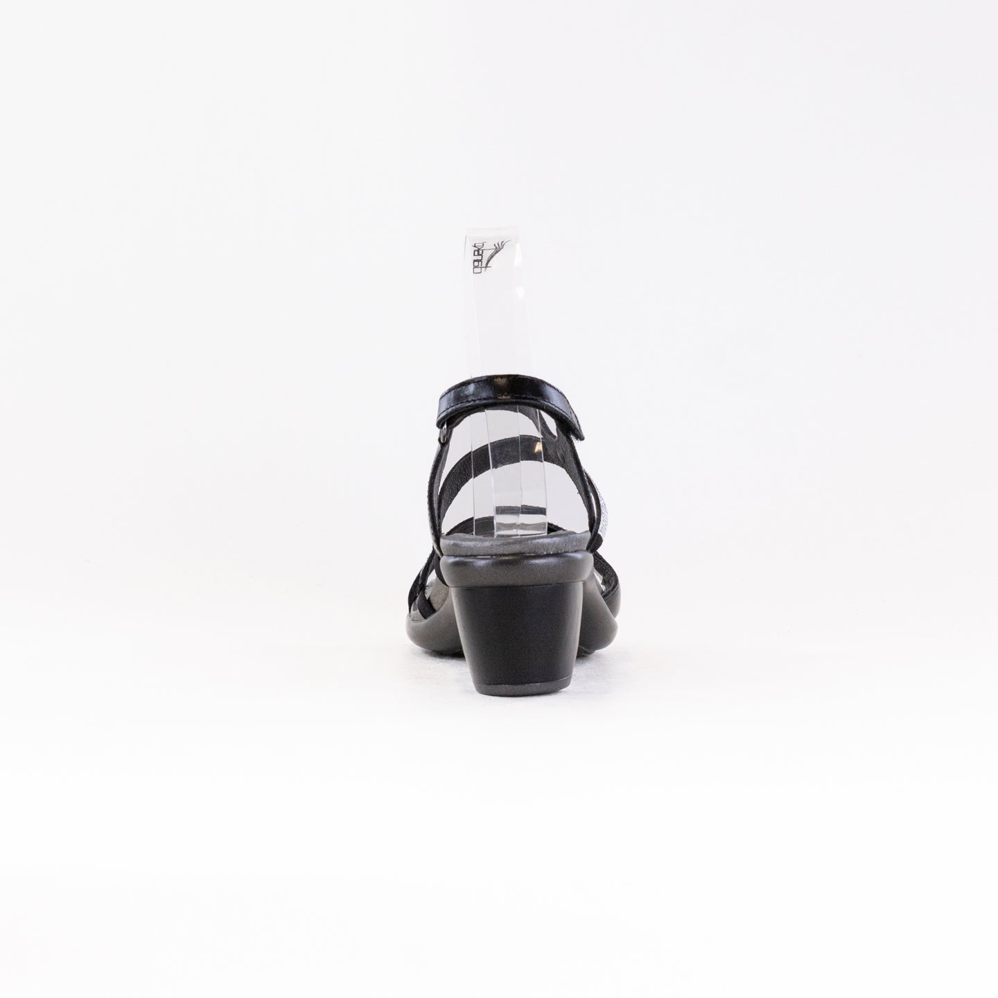 NAOT Women's Innovate Black Madras Leather Sandals with Clear Rhinestone Decorations for Festive Occasions