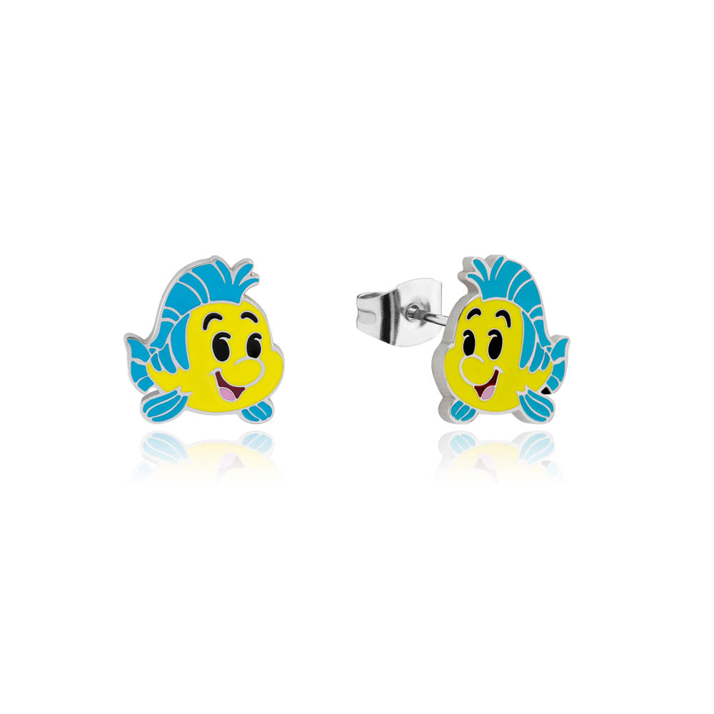 Charming Disney Stainless - Steel Stud Earrings Featuring Flounder Design