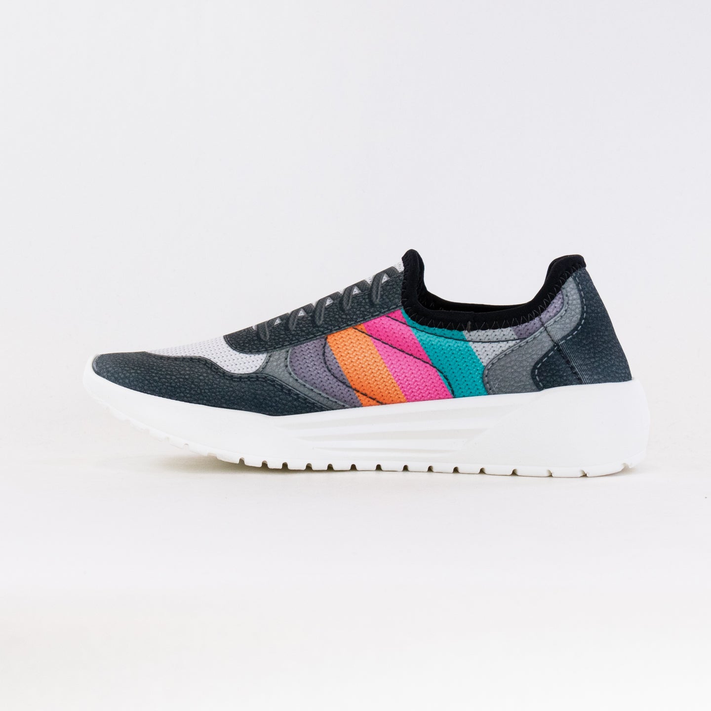 Stylish Women's Black/Multi PSUDO Court Sneakers for Daily Wear
