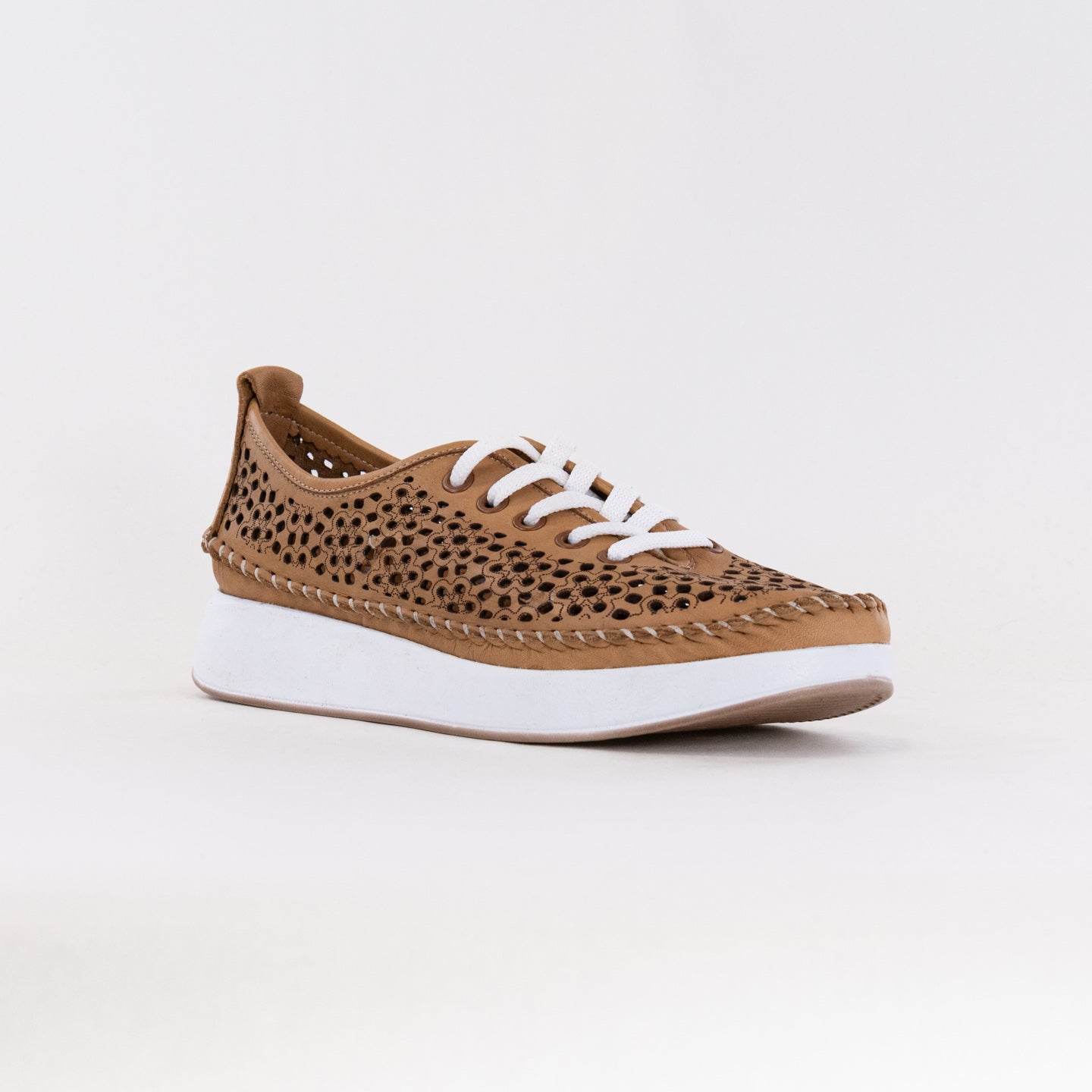 Spring Step Women's Youlanda Perforated Wedge Sneakers - Tan