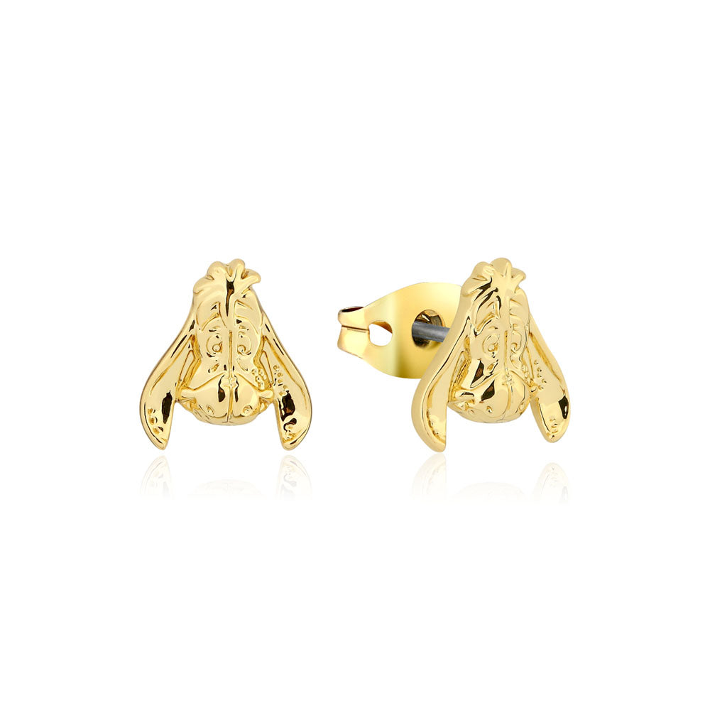 Disney 10mm Gold Plated Stud Earrings Featuring Winnie The Pooh's Eeyore