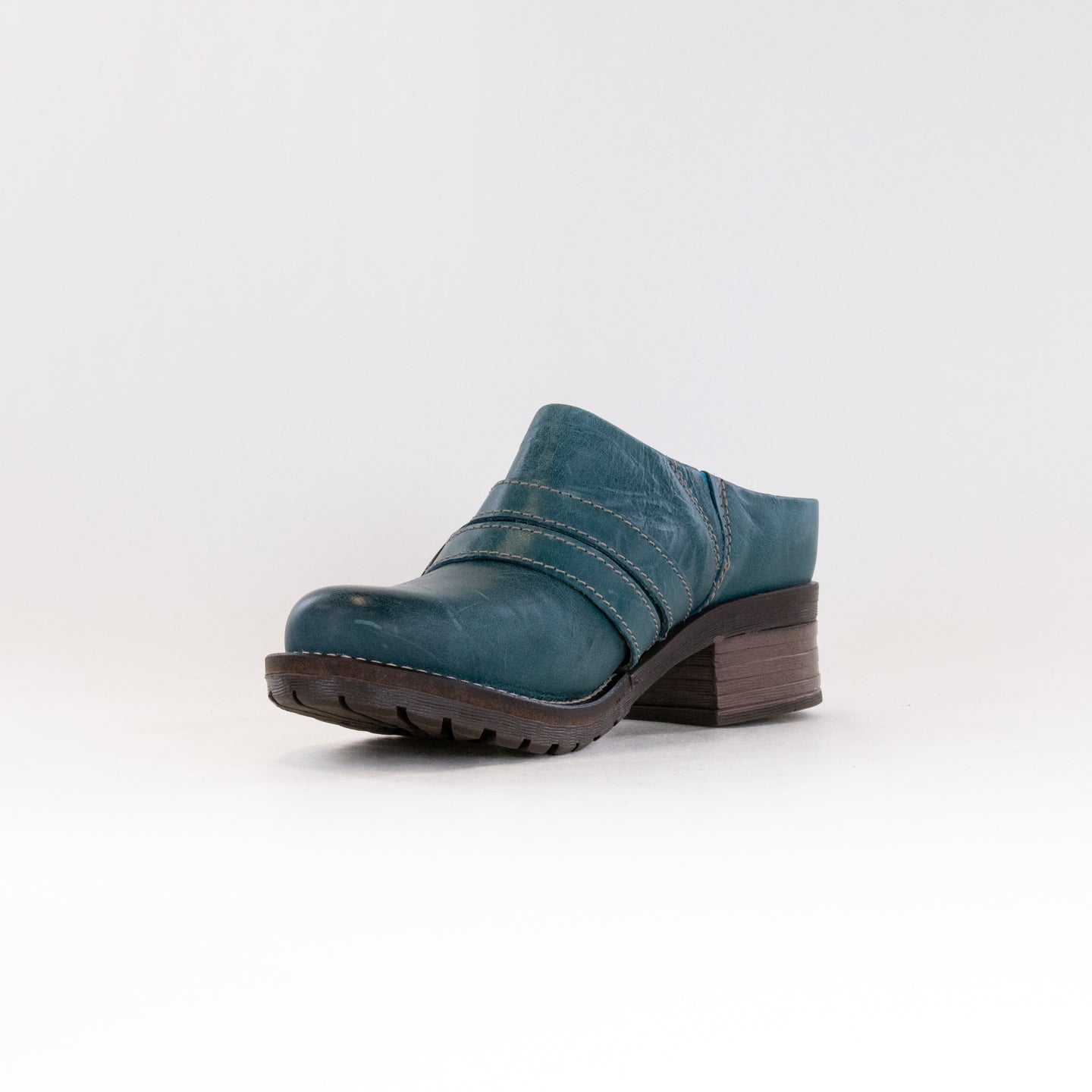 Women's Stylish Teal Leather Dromedaris Karina Summer Clogs