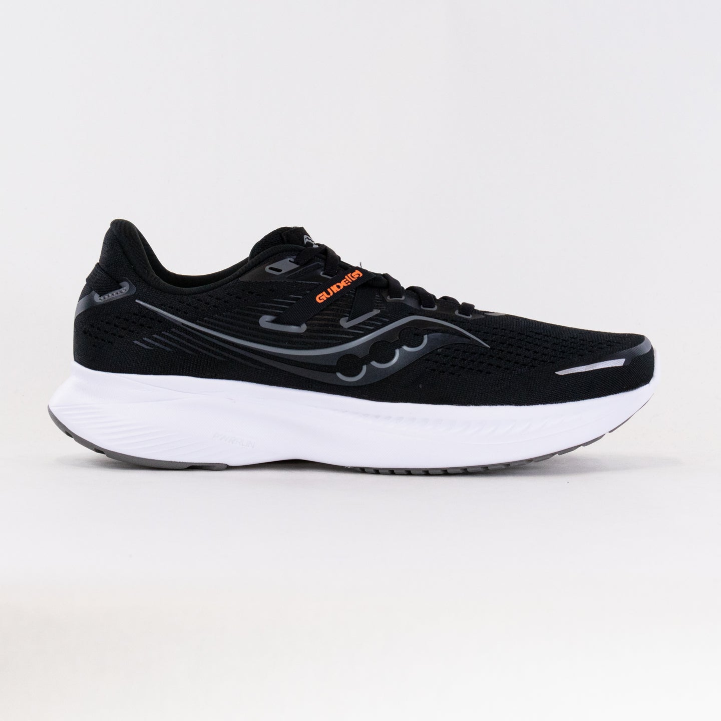 Saucony Men's Guide 16 Wide Running Shoes in Black and White Color Scheme