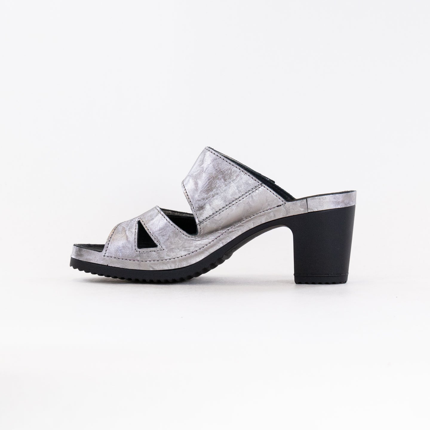 Women's Platinum Metallic Leather Vital Petra Mule Comfort Sandals
