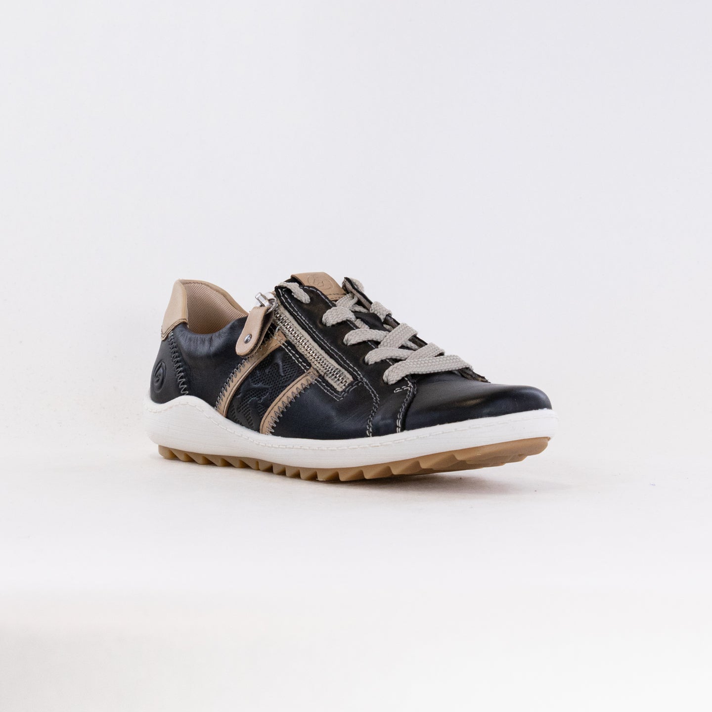 Rieker Liv R1426 Women's Black Leather Casual Sneakers