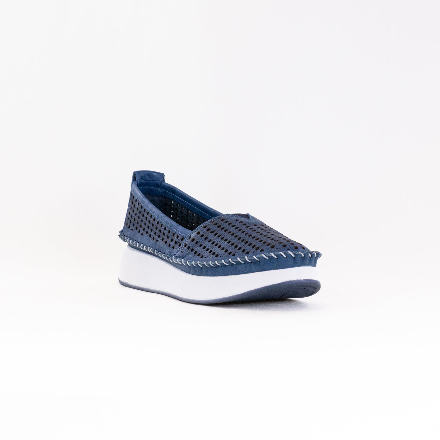Spring Step Women's Blue Slip-on Laser Cut Athletic Shoes - Emerson Model