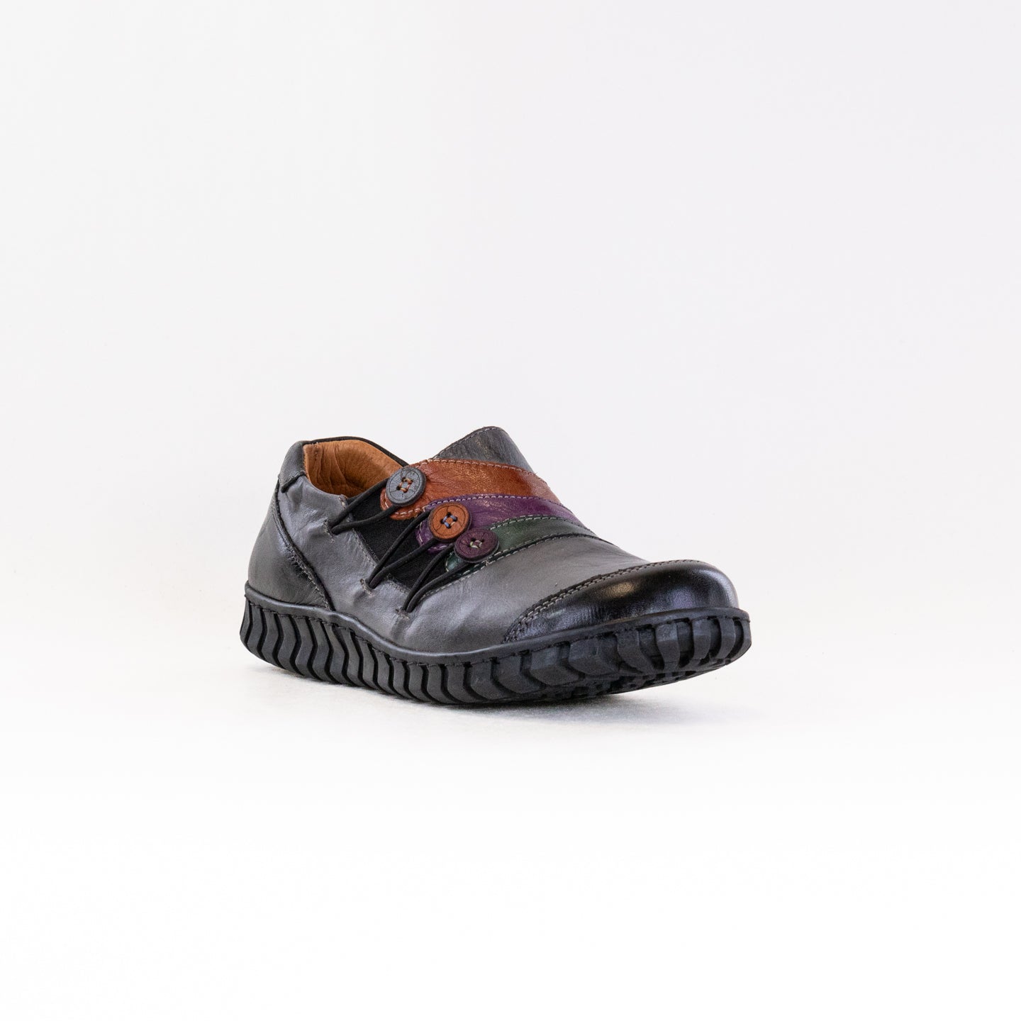 Spring Step Women's Fashionable Neeta Leather Shoes in Dark Grey Multi Color