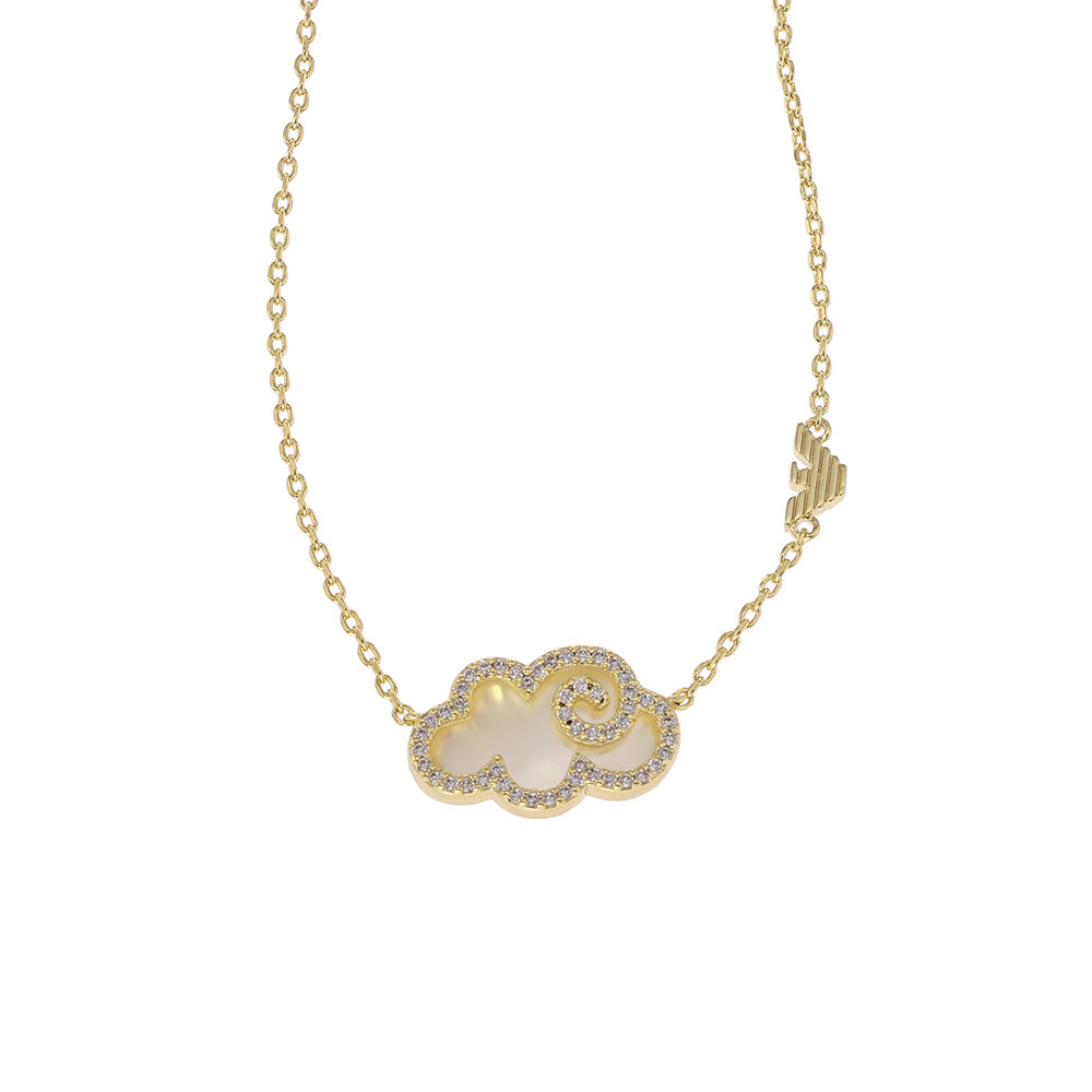 Emporio Armani Fashionable Gold - Coated Brass Sentimental Pendant Along With a Chain (Jewelry Item)
