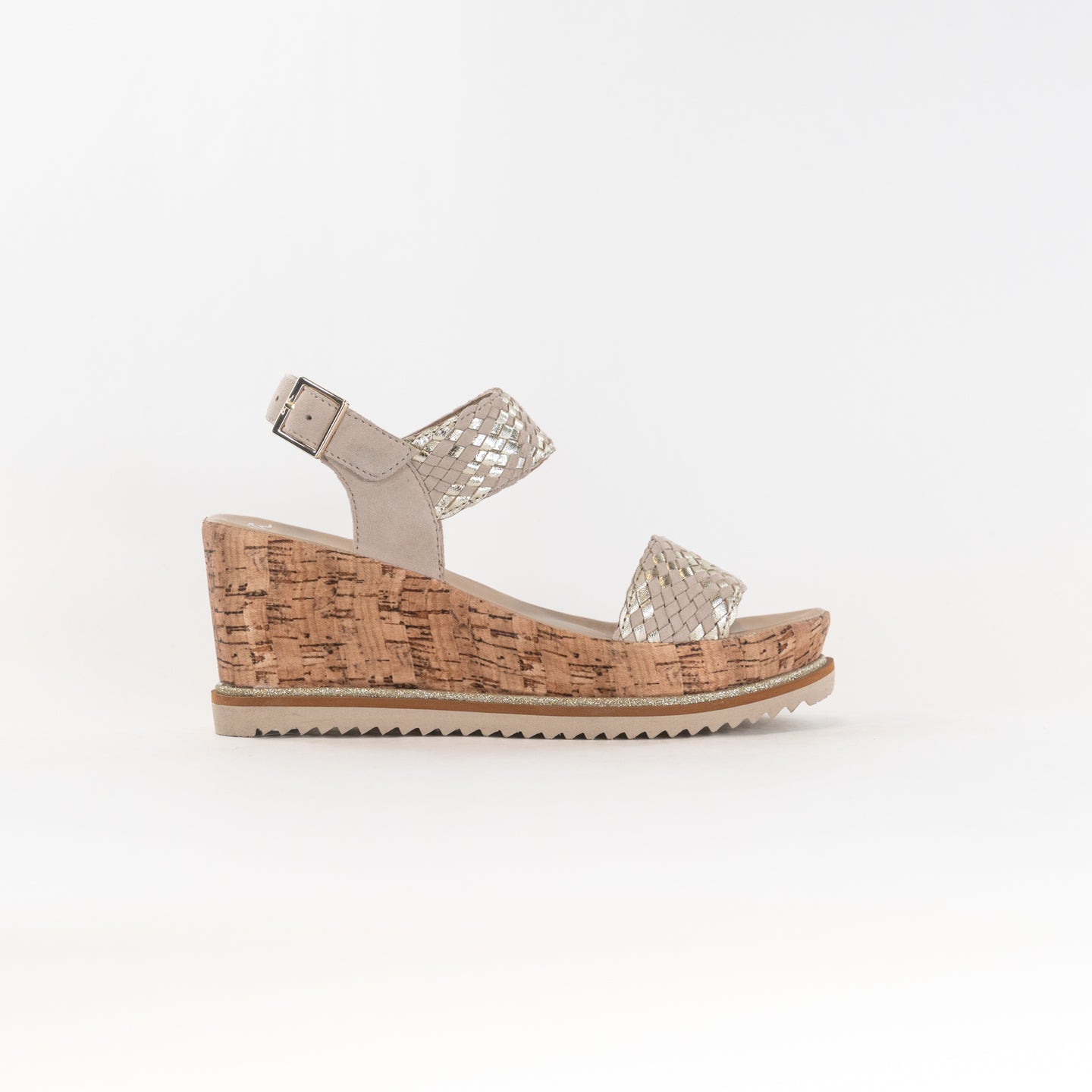 Women's Ara Parma Wedge Sandals in Sand and Platinum Multi Colors