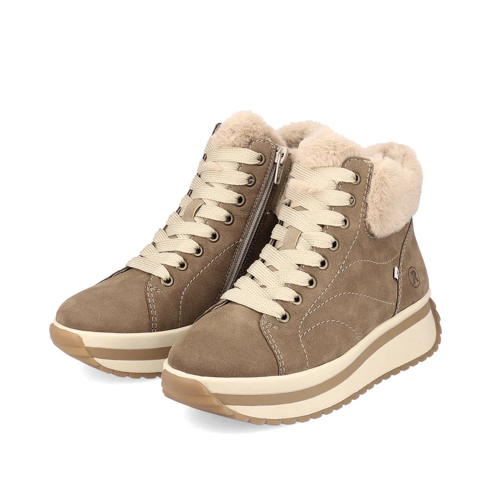 Stylish Women's Rieker W0961-24 Brown Suede Leather Boots