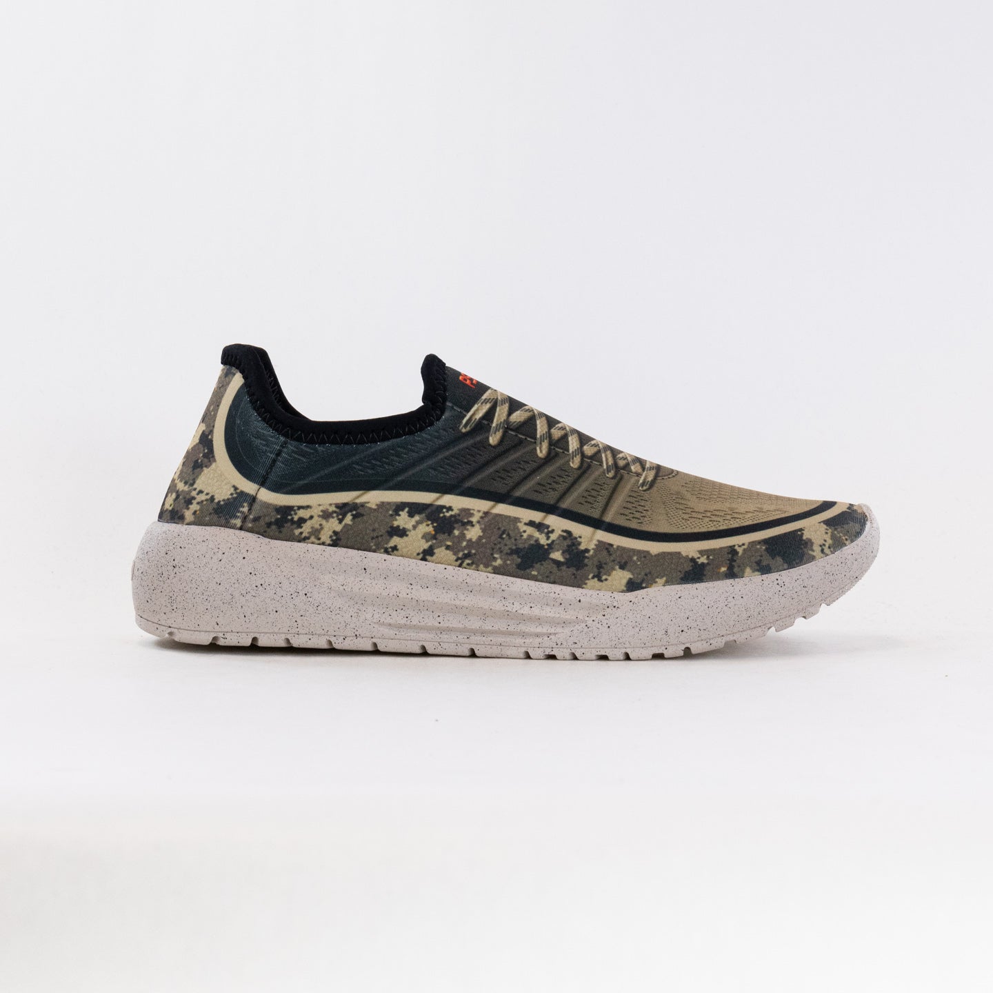 Men's Pseudo Slip-on Racing Sneakers in Taupe Ombre and Camouflage Design