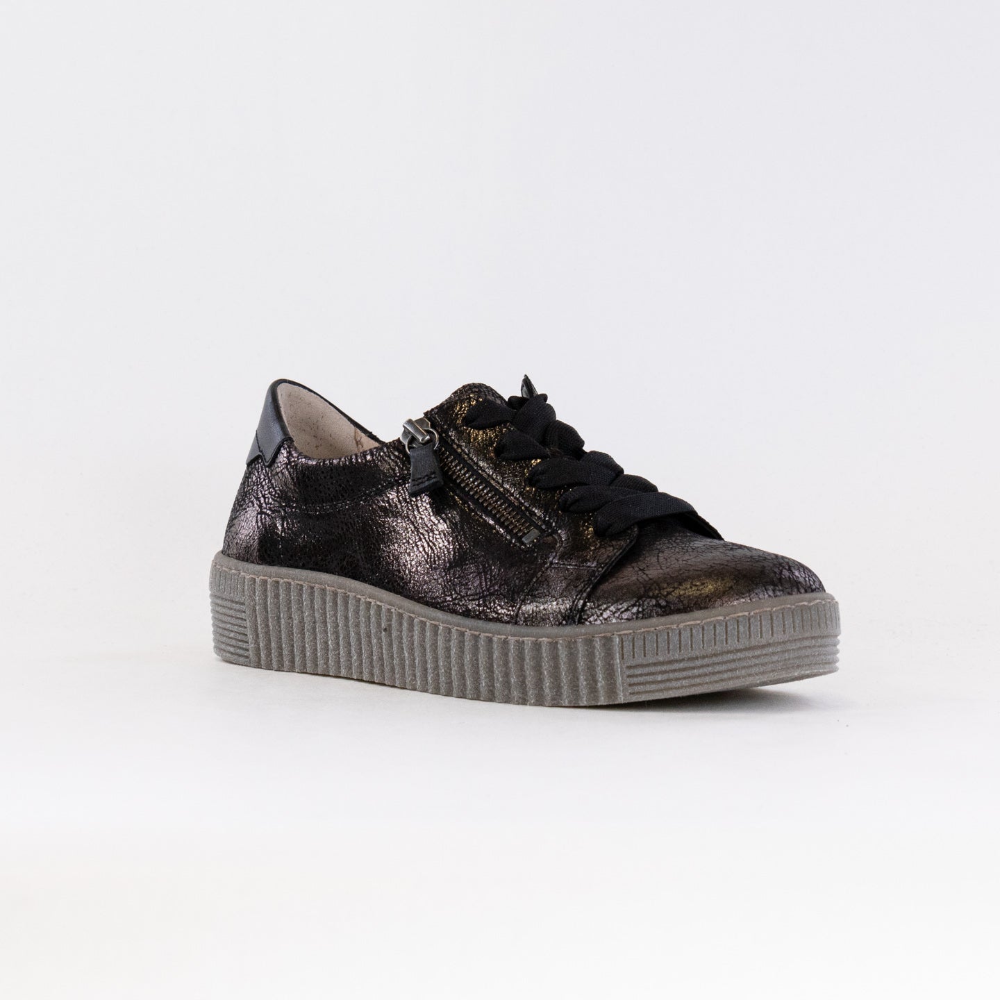 Women's Gabor Black Metallic Zip Sneaker 33.334.37
