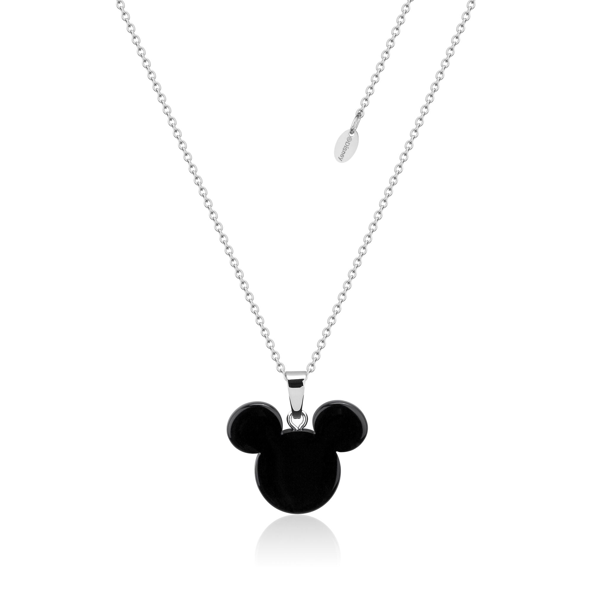 DISNEY Stainless Steel 47cm Long Black Mickey Mouse Pendant Necklace for Disney Fans