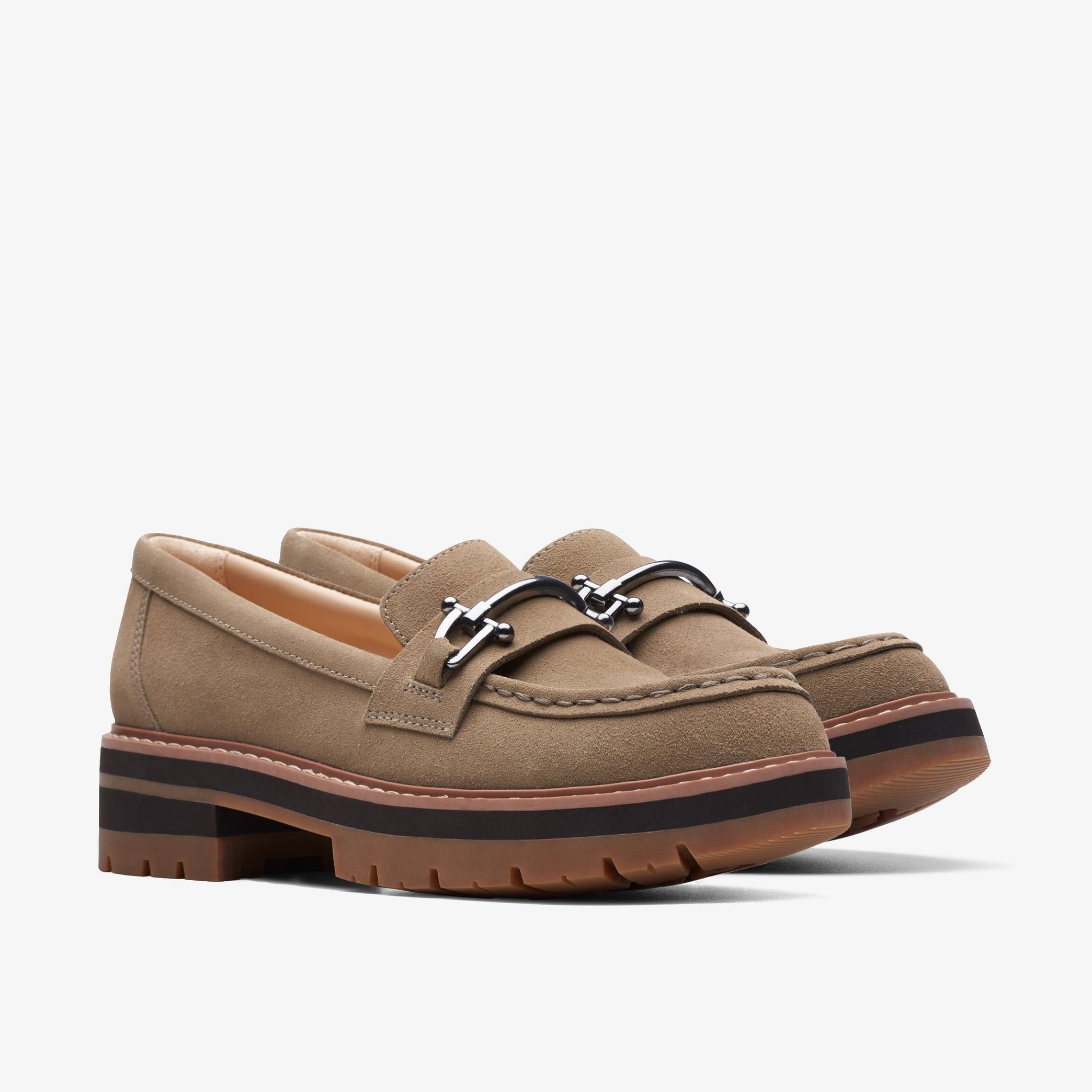 Clark’s Women’s Orianna Bit Loafers in Dark Sand Suede