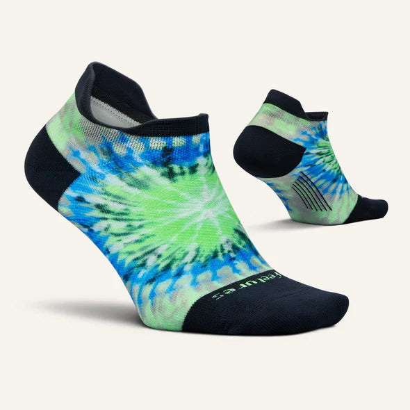 Feetures Elite Light Cushioned Tab Socks Limited Edition Tie - Dye in Electric Sunburst Color