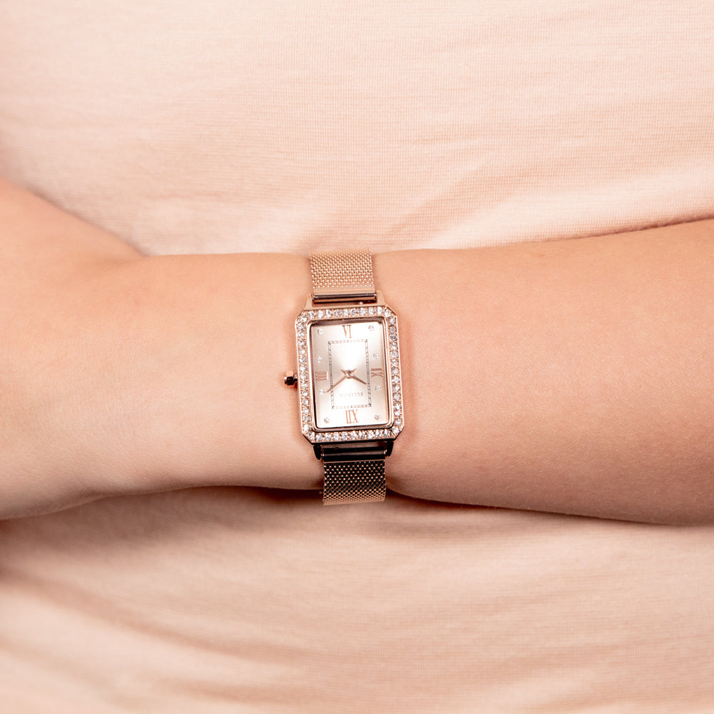 Stylish Ellis & Co Rose Gold Tone Mesh Band Women's Watch