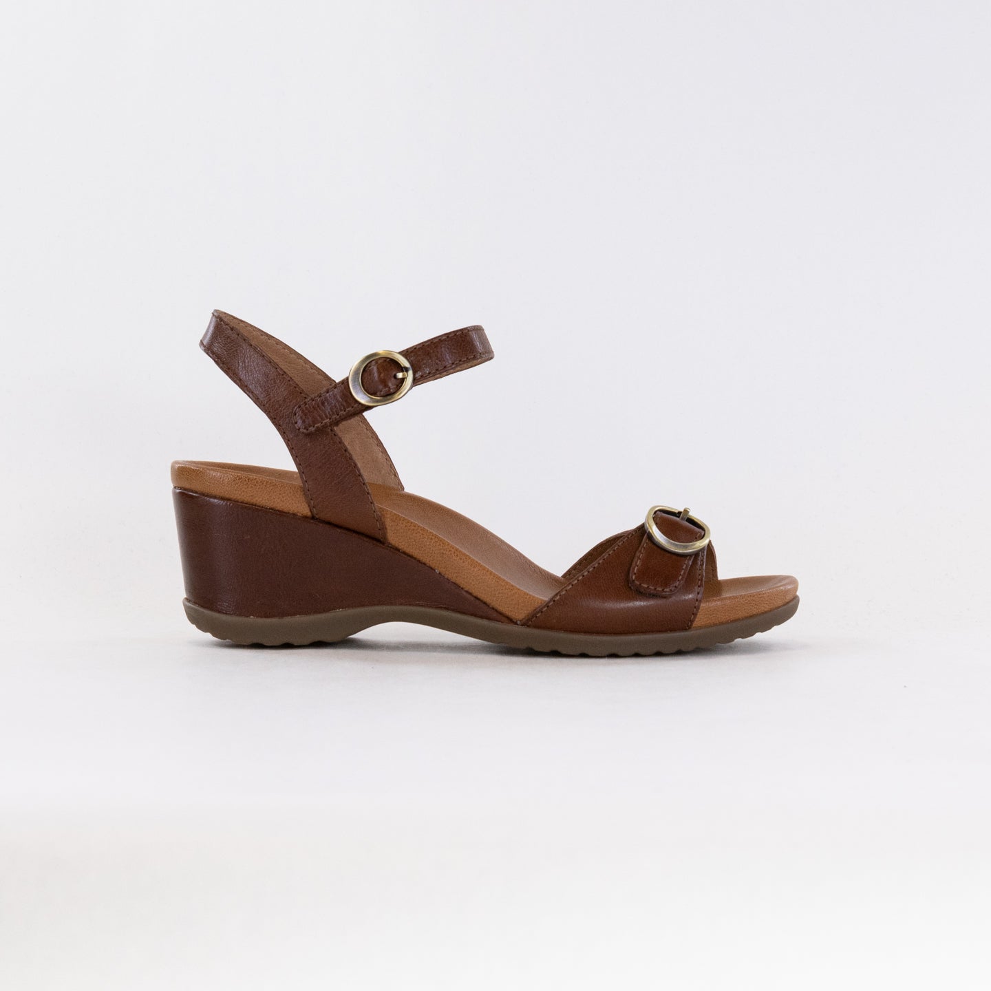 Dansko Women's Arielle Wedge Sandals in Tan Glazed Kid Leather