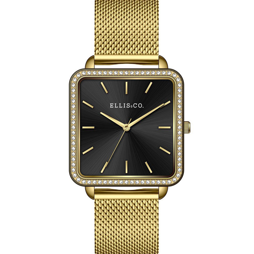 Stylish Ellis & Co Carly Yellow Gold-Plated Stainless Steel Women's Watch