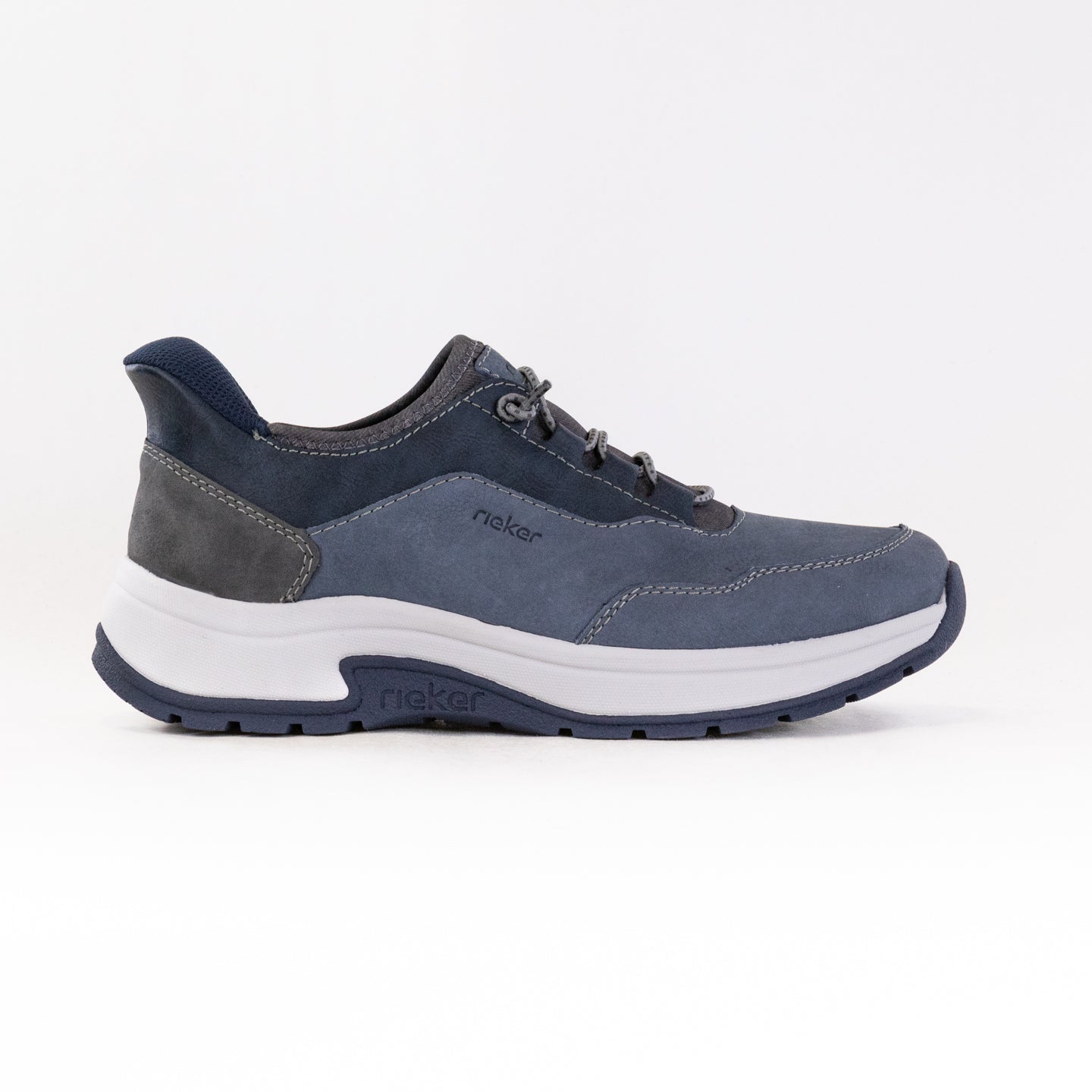 Men's Rieker Bruce 11055 Casual Slip-on Leather Shoes in Wave, Midnight, Smoke, and Rauch Colors