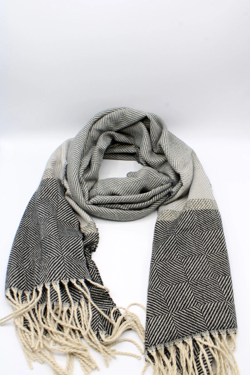 Luxurious Plain Herringbone Pattern Cashmere - Feeling Polyester Scarf