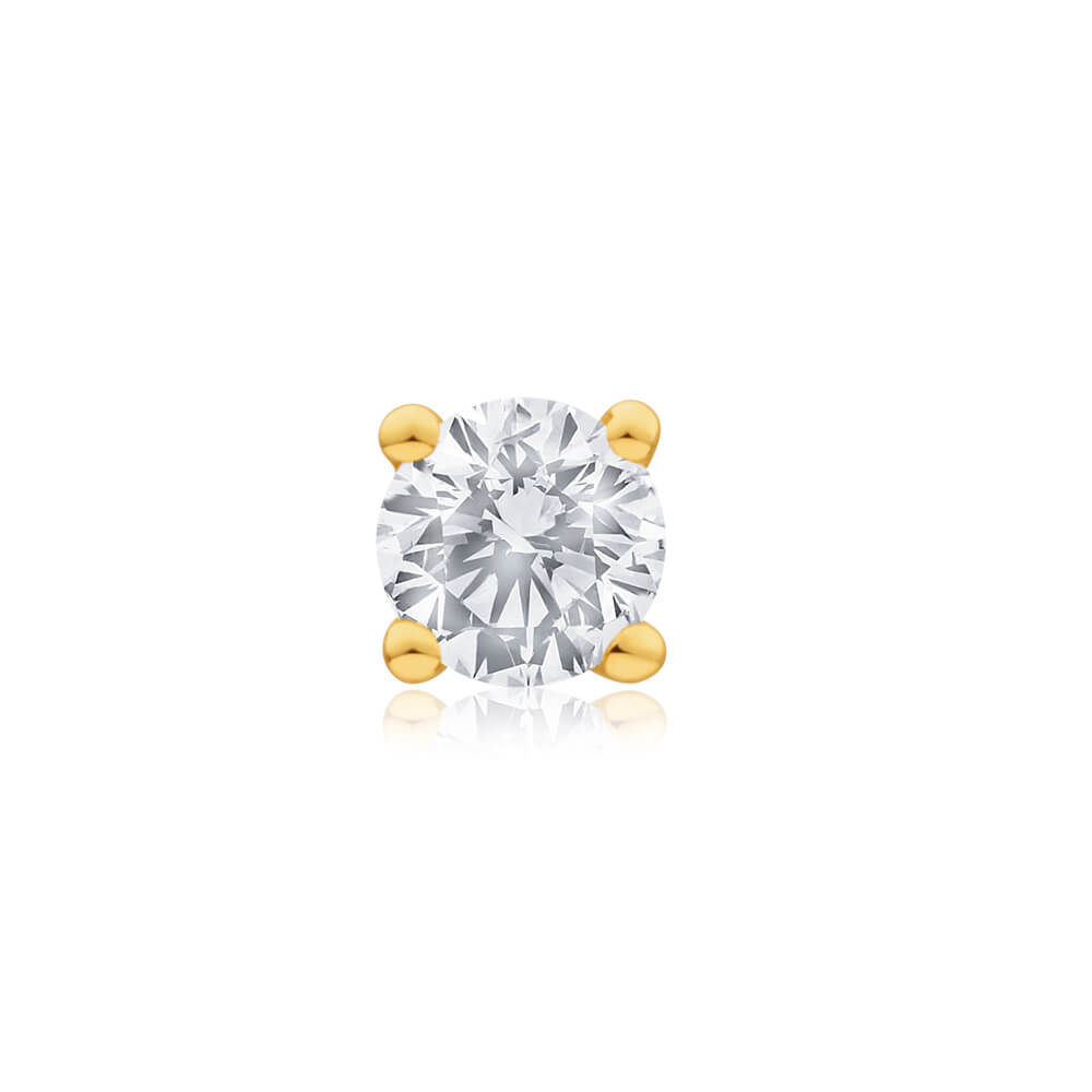 Single Stud Earring Made of 9 Carat Yellow Gold with Diamond