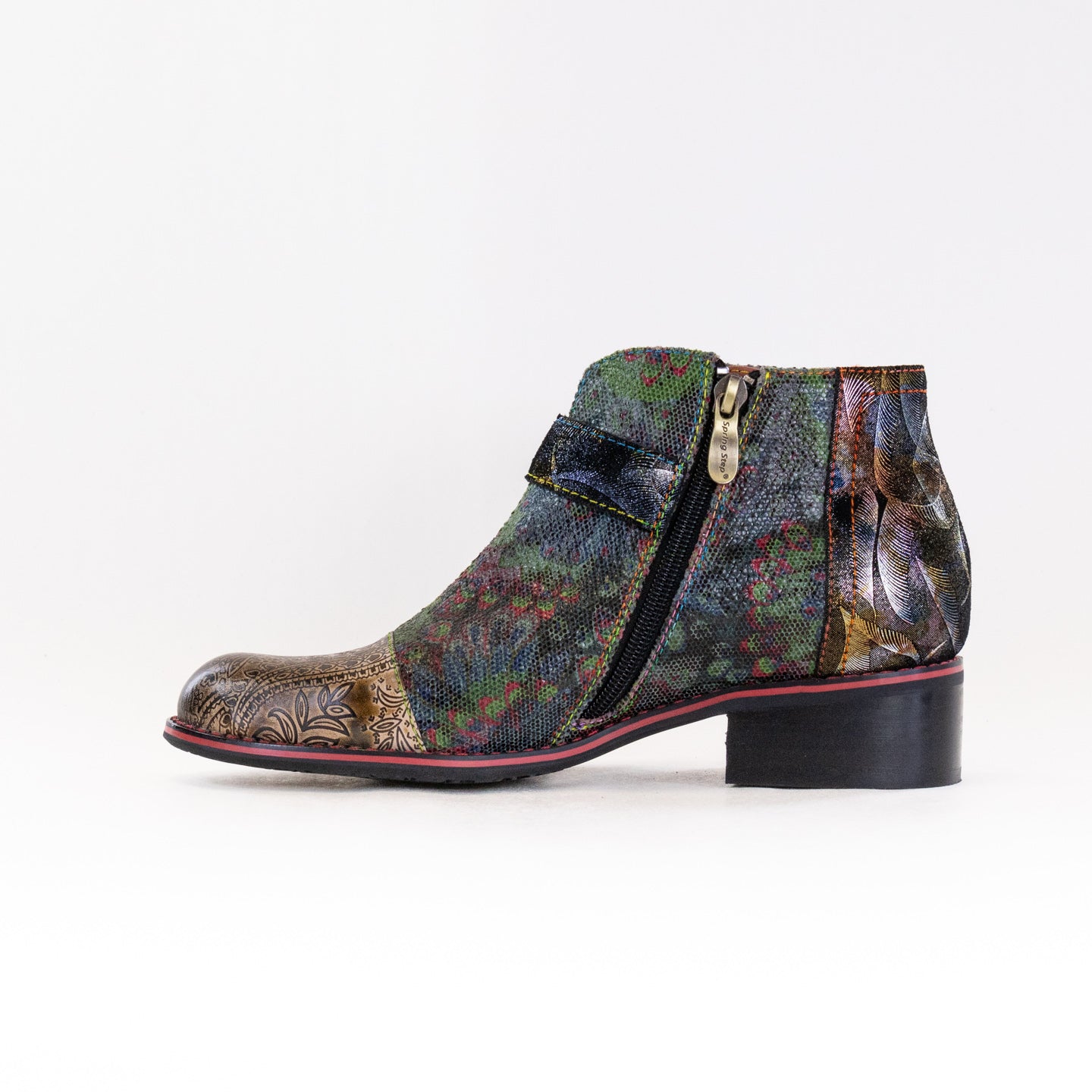 Spring Step Women's Olive Multi Georgiana-Scope French-Inspired Booties