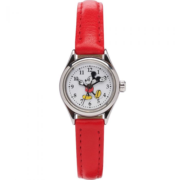 Adorable Disney Red Leather 25mm Petite Mickey Watch TA56750