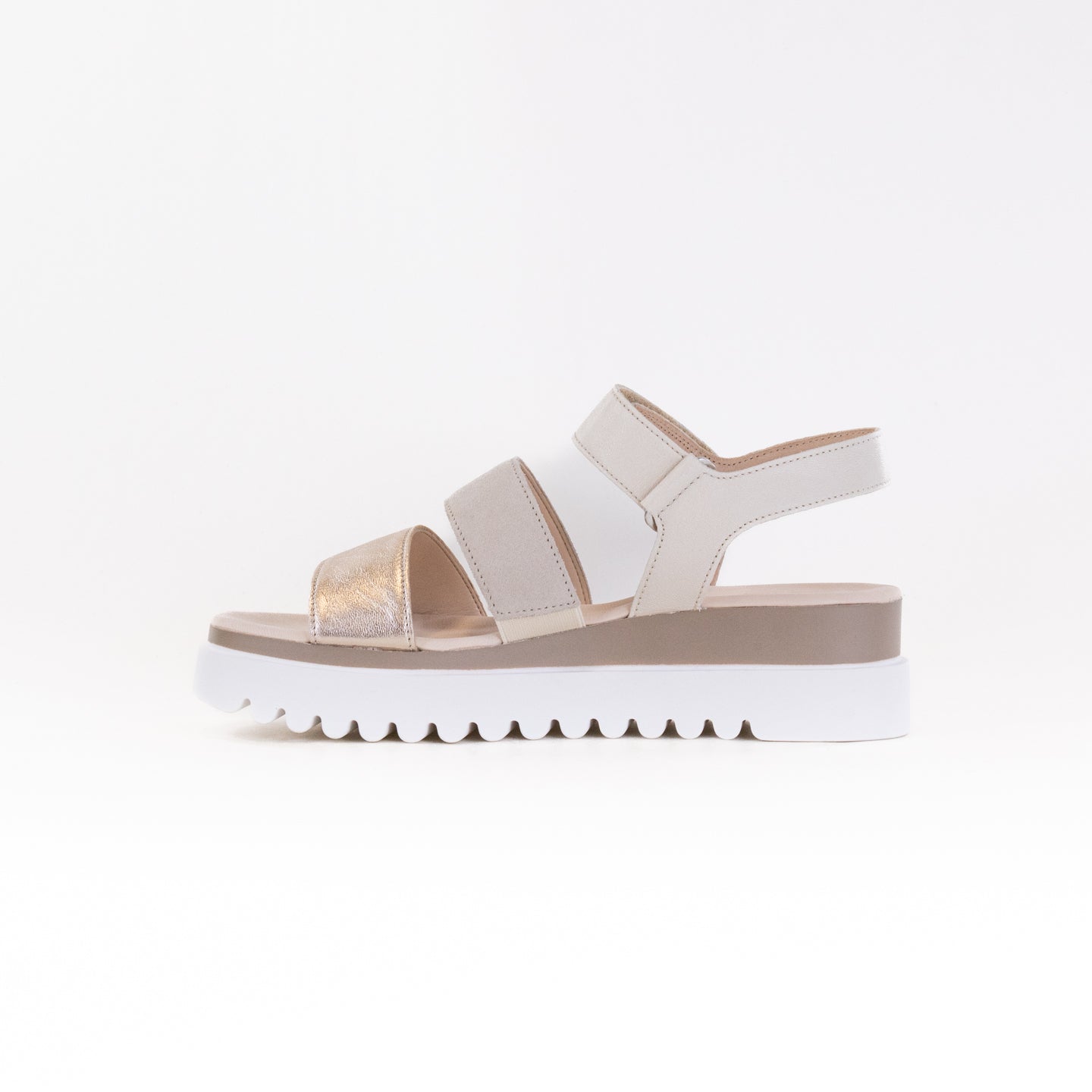 Women's Gabor 24.610.62 White Metallic Combination Leather Wedge Sandals