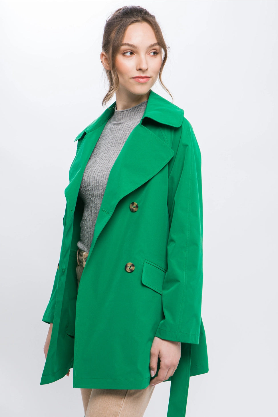 Love Tree Lightweight Trench Coat with Fashionable Waist Tie