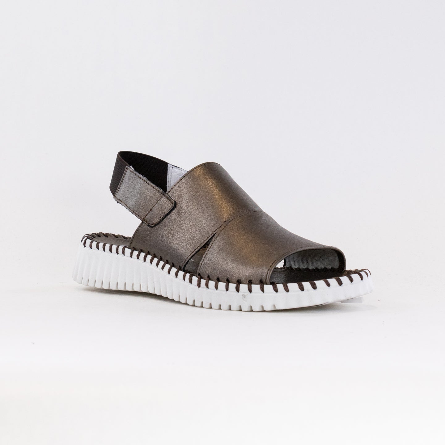 Eric Michael Women's Pewter Leather Sola Sandals for Daily Commute