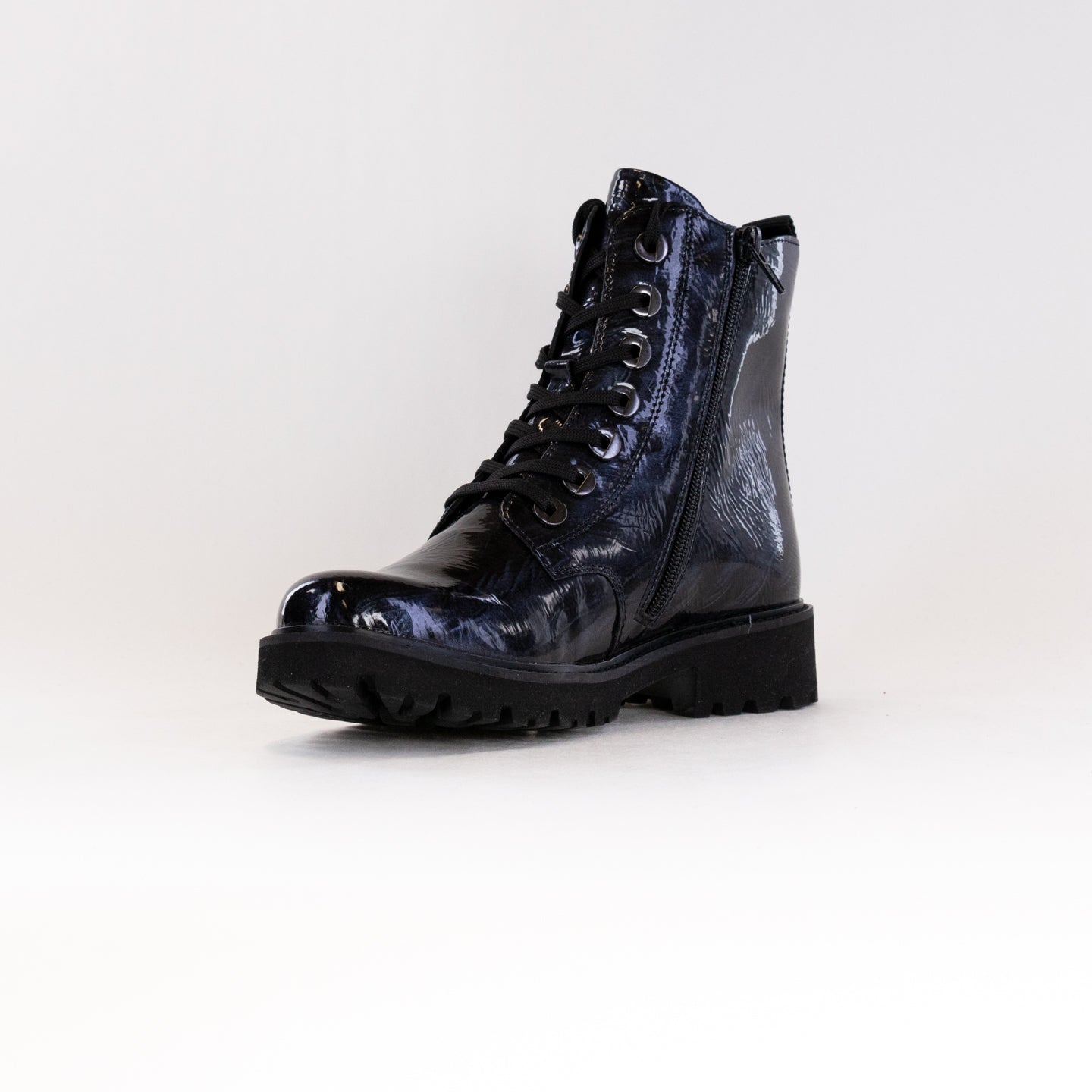 Blue Patent Women's Chunky-Heeled Remonte Marusha Boots
