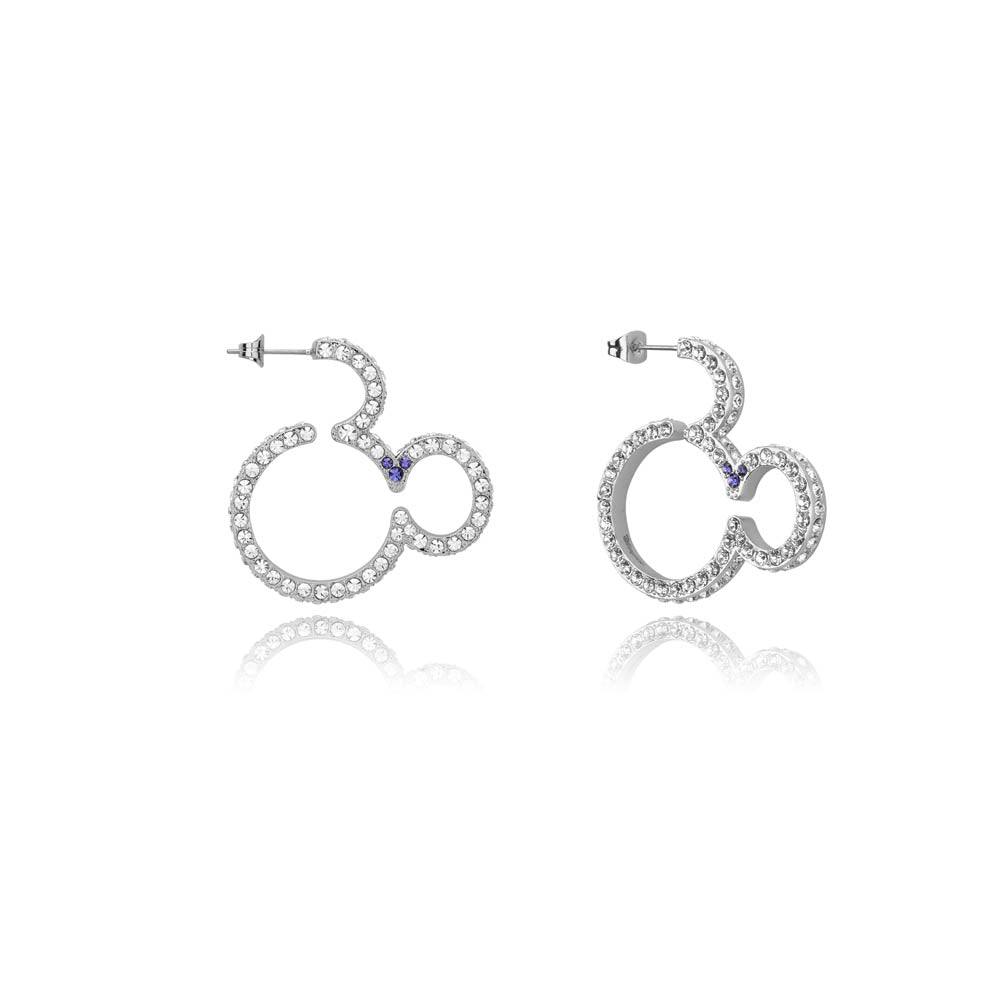 Disney Branded Mickey Mouse Inspired Crystal-Embellished Hoop Earrings for Women