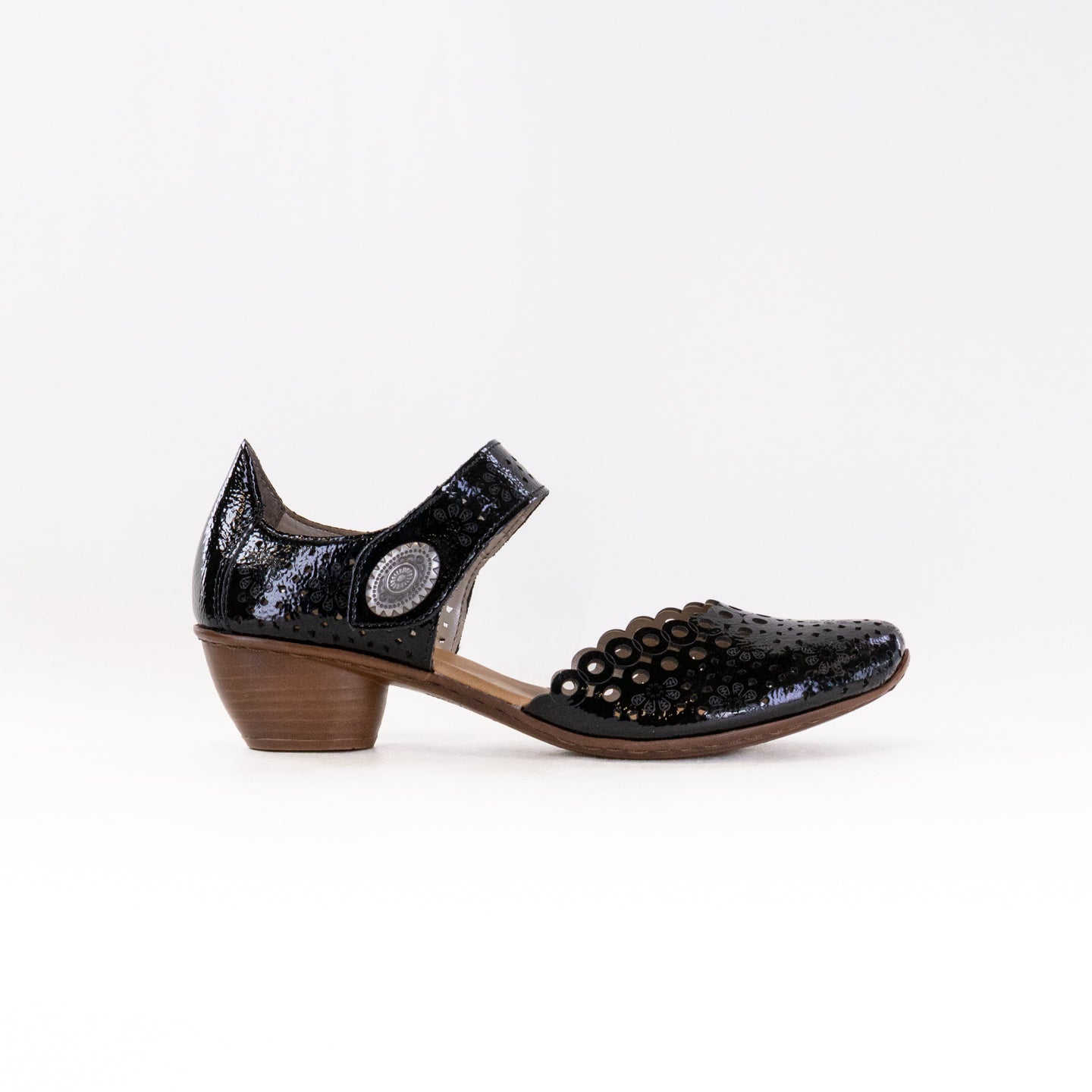 Stylish Women's Rieker Mirjam 53 Black Patent Low - Heel Shoes