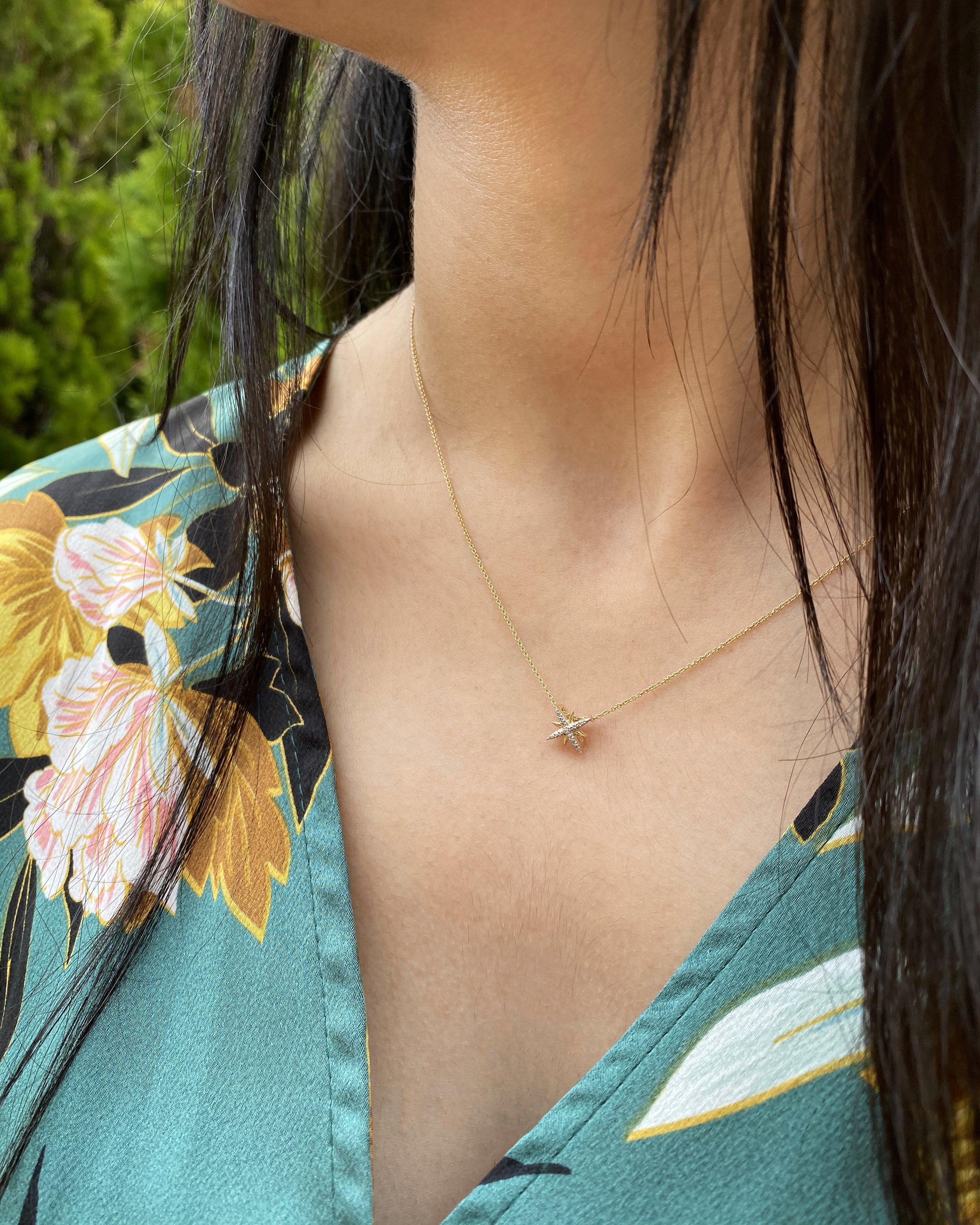 Stunning 9 Carat Yellow Gold Diamond Starburst Pendant for a Glamorous Look