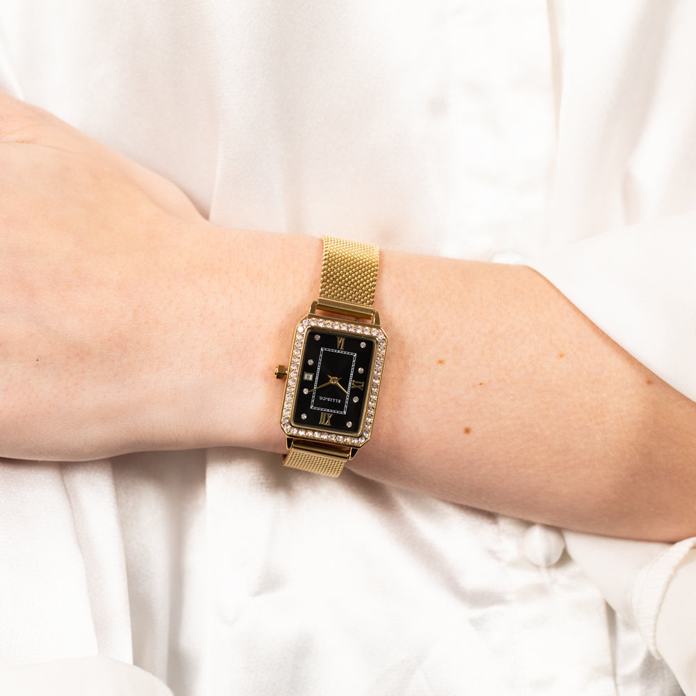 Ellis & Co Delia Imitation Date Display Watch with Gold Plated Strap