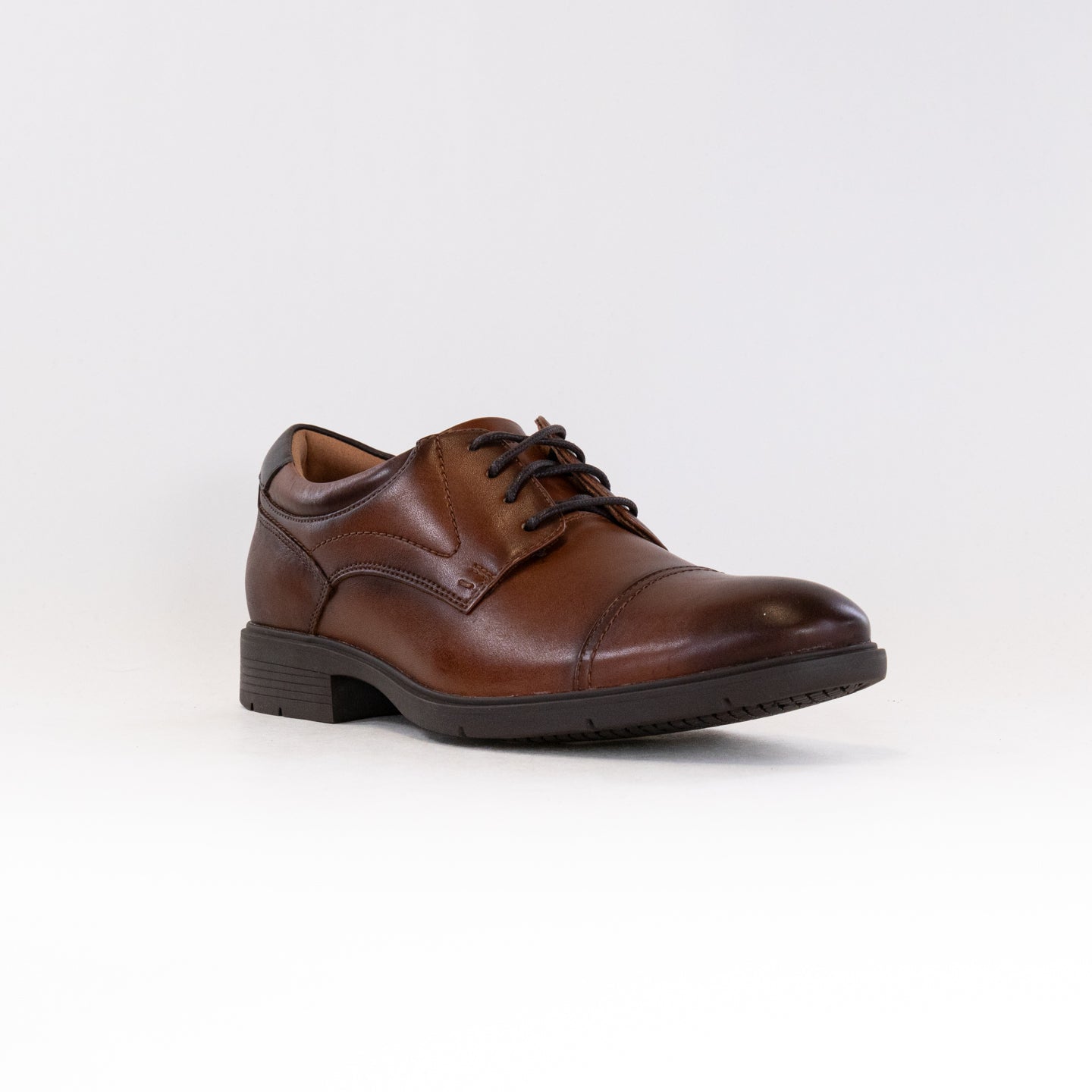 Clarks Men's Eldredge Cap Toe Oxford Dress Shoes in Premium Dark Tan Leather