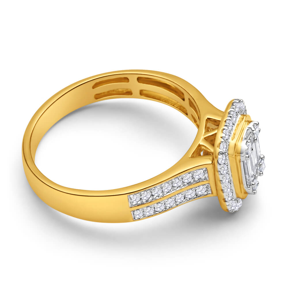 Stunning 9ct Yellow Gold Ring Set Embellished with 61 Diamonds