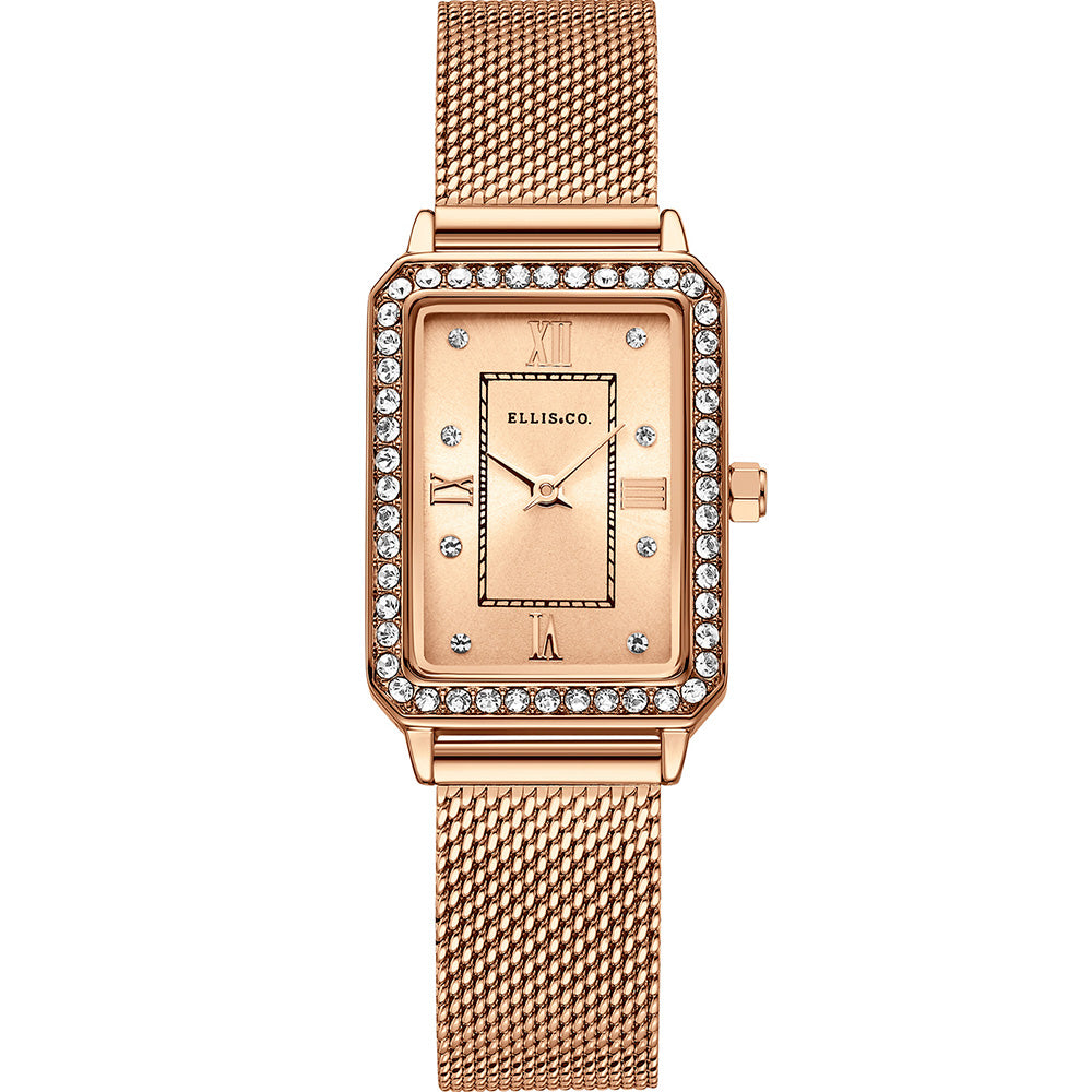 Stylish Ellis & Co Rose Gold Tone Mesh Band Women's Watch