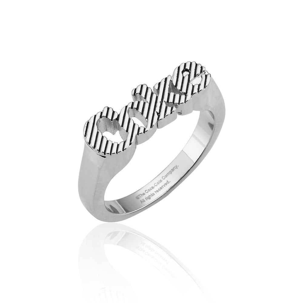 Disney Fashionable White Gold Plated Stainless Steel Coca - Cola Finger Ring in Size N