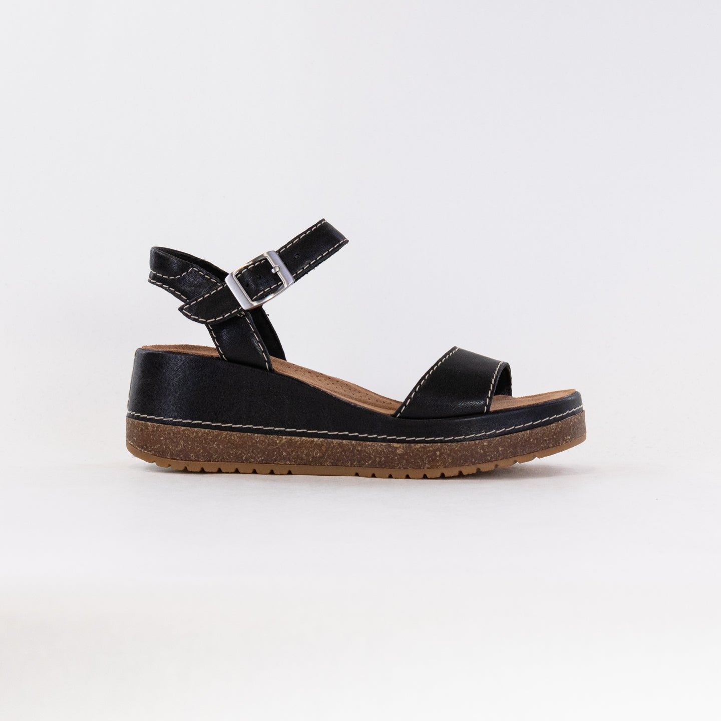 Clarks Women's Kassanda Lily Black Leather Summer Sandals