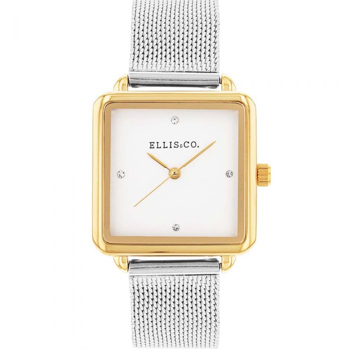 Ellis & Co Stylish 'Alyssa' Women's Gold-Toned Watch with Steel Mesh Bracelet