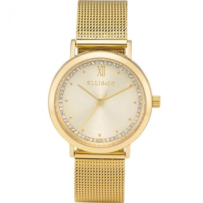 Ellis & Co Akira Gold Plated Women's Watch with Stone Embellishment