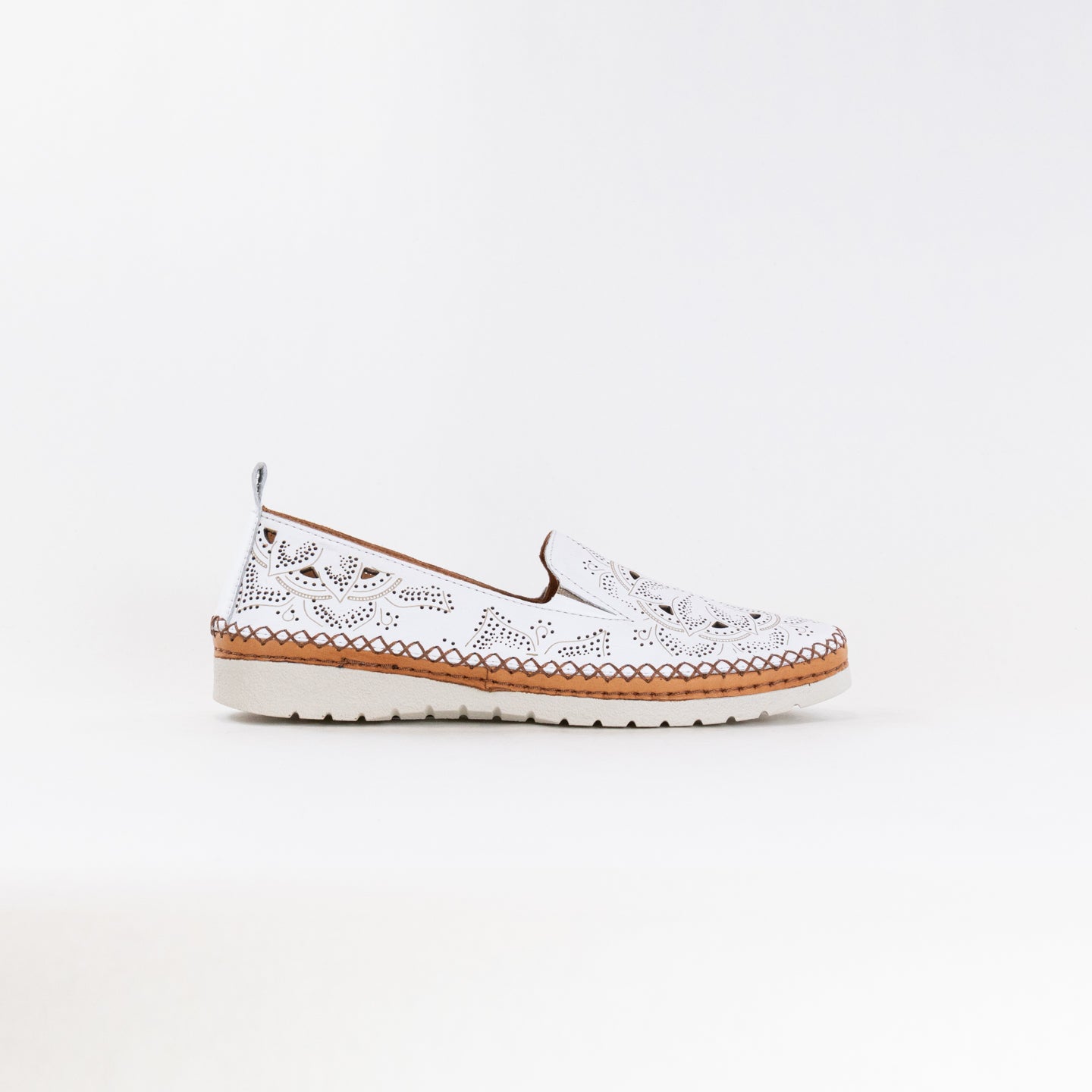 Spring Step Women's Galloway Laser Cut Leather Slip-on Shoes - White