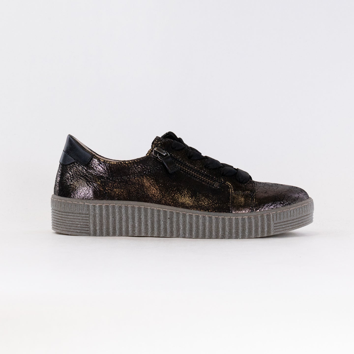 Women's Gabor Black Metallic Zip Sneaker 33.334.37