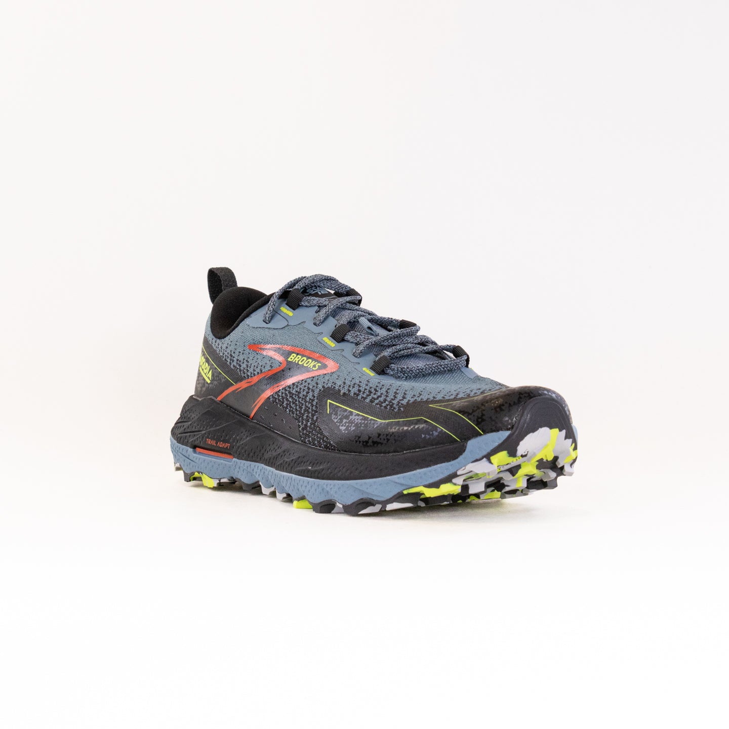 Men's Brooks Cascadia 18 Running Shoes in Citadel, Ebony & Lime