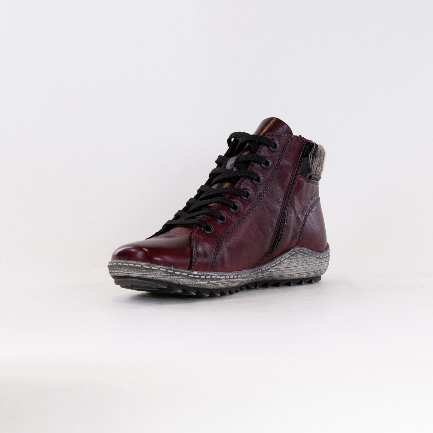 Stylish Women's Wine-colored Remonte R1473 Lace-up Booties
