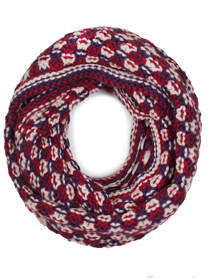 Soft and Cozy Multi - Color Plaid Knit Infinity Scarf for Winter