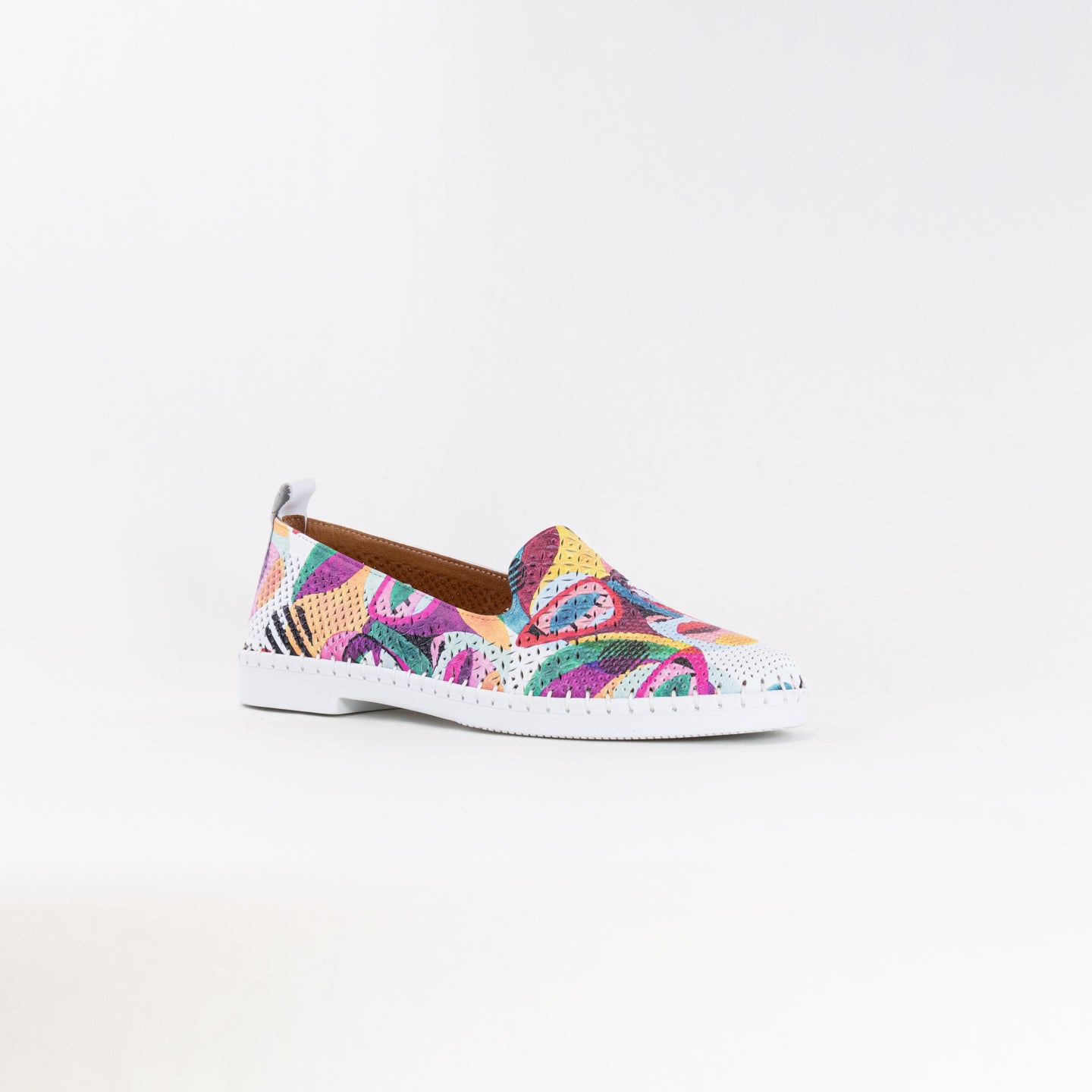 Spring Step Women's Carraway Flat Shoes in White Multi Design